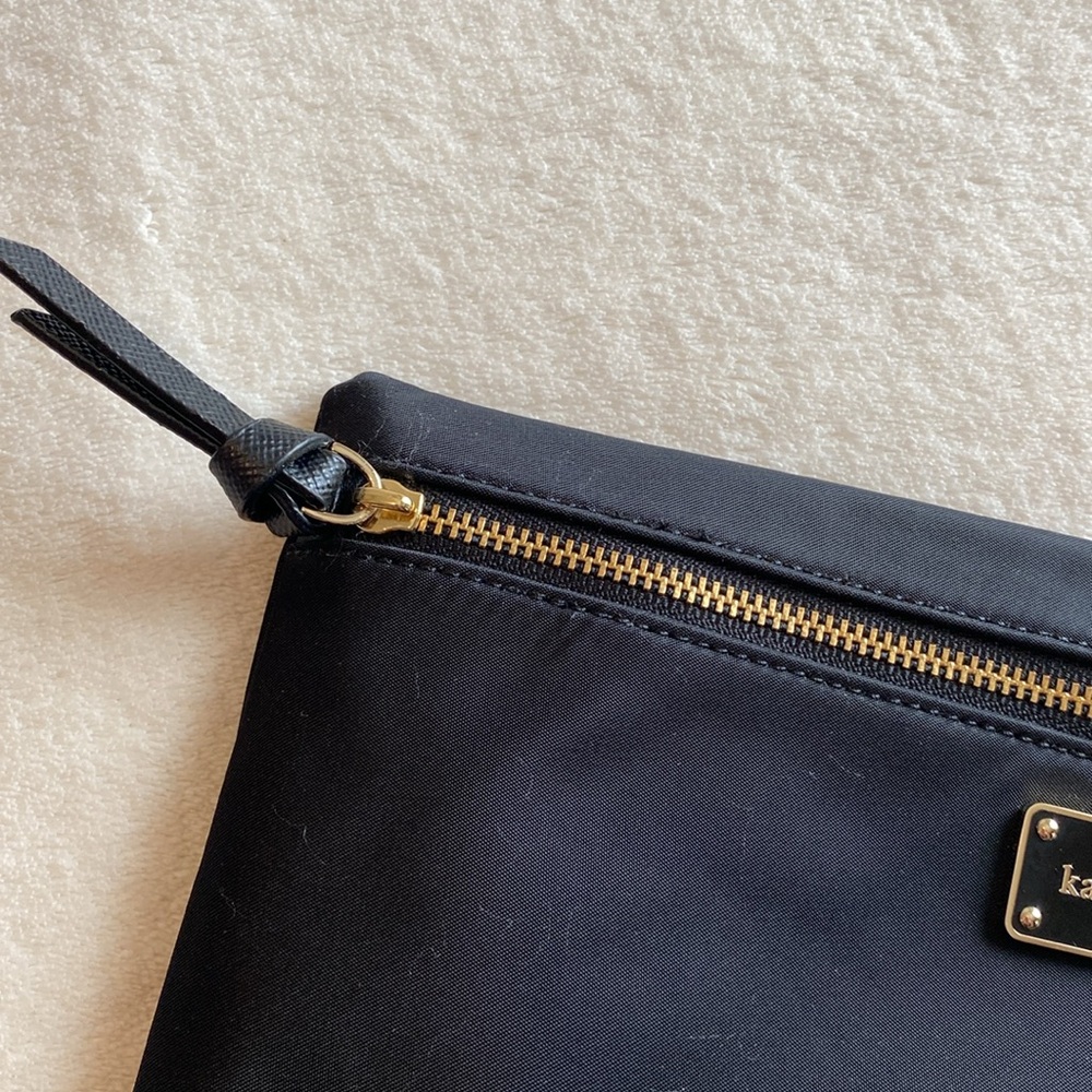 Like New Kate Spade Large Drewe Pouch Blk W/Gold Sz. 10.25” x 7.25” Gorgeous! - Picture 12 of 12